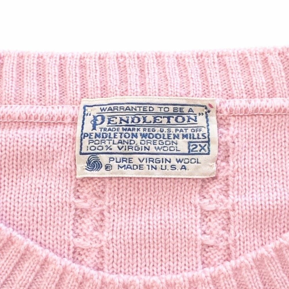 Vintage Pendleton 2X Pink Cable Knit Sweater 100% Virgin Wool USA Women - Picture 5 of 5